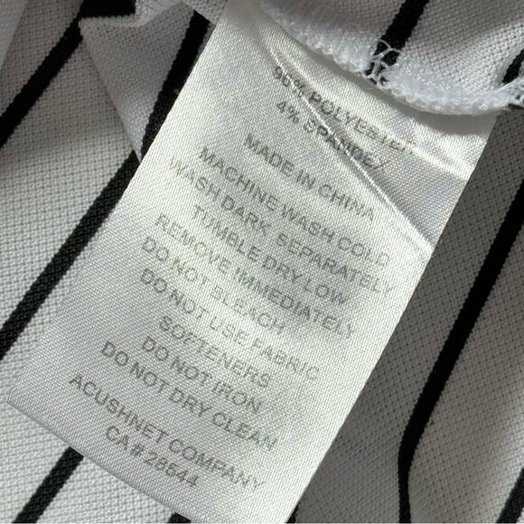 FootJoy White Black Striped Short Sleeves Golf Polo Shirt Men’s Size Medium - Picture 9 of 9
